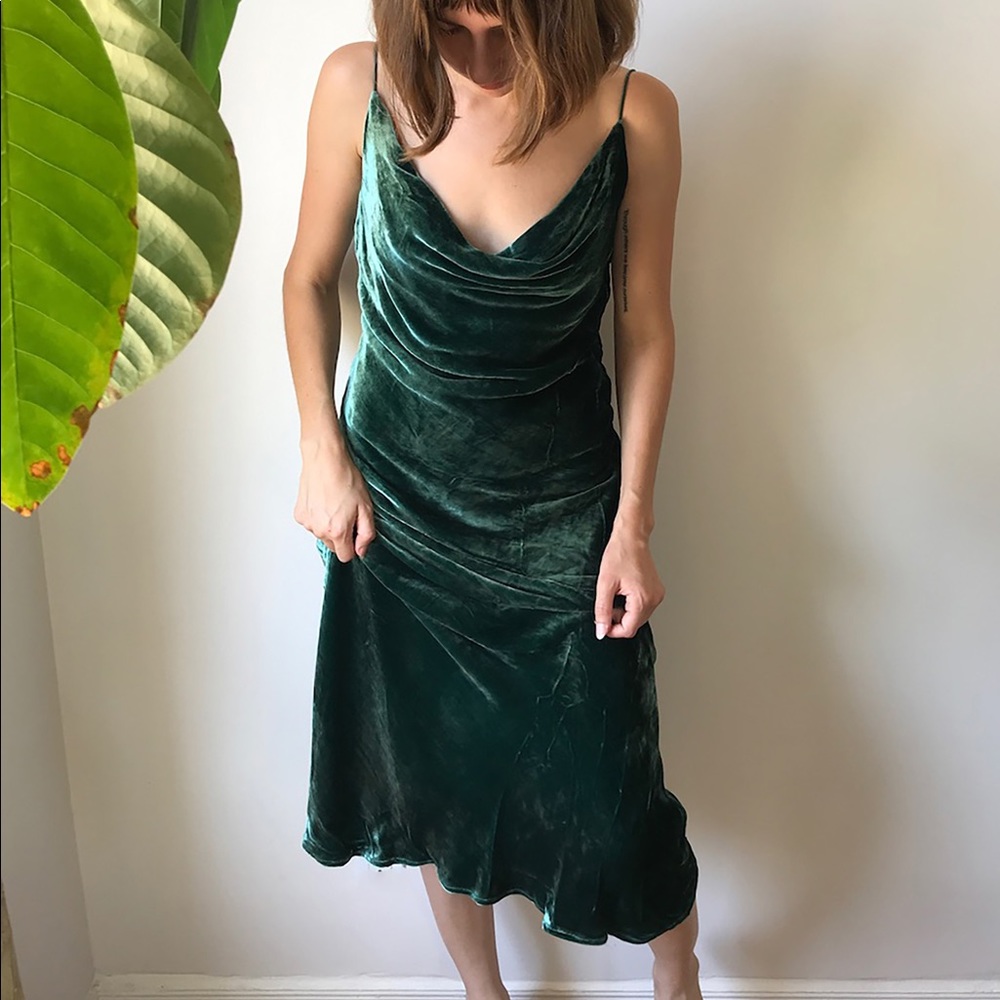 Silk velvet ankle length slip dress